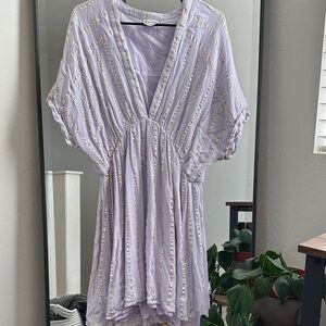 Arula Lilac & Gold Boho Mini Dress – Size A (L/XL)